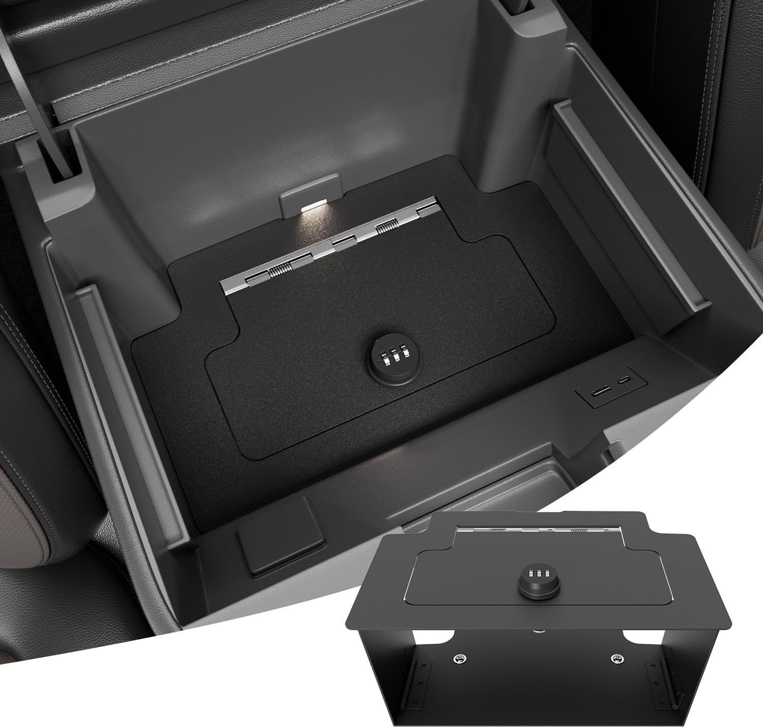 For 2023-2025 Chevy Silverado GMC Sierra 1500 Center Console Safe Vault Lock Box