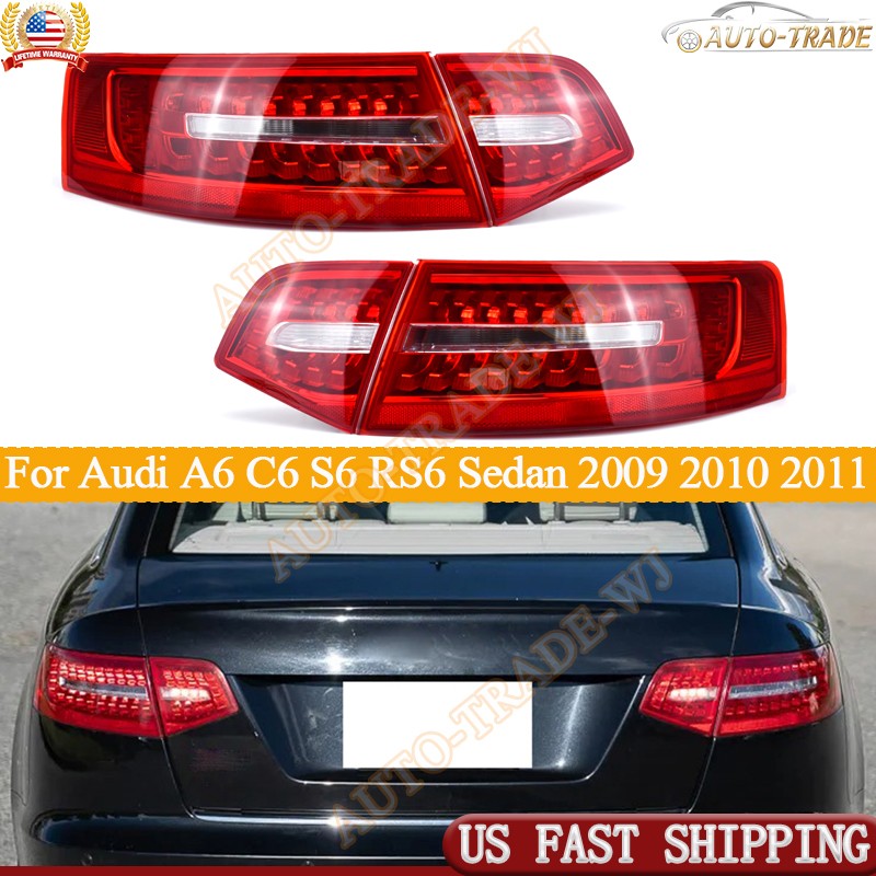 4PCS Outer Inner Tail Light Rear Brake Lamp For Audi A6 C6 2009-2011 Sedan