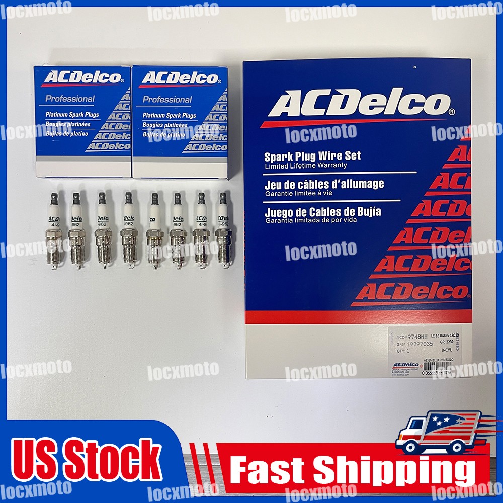 8pcs 9748HH Wires & 41-962 19299585 Spark Plug For Chevrolet GMC 4.8L 5.3L 6.0L