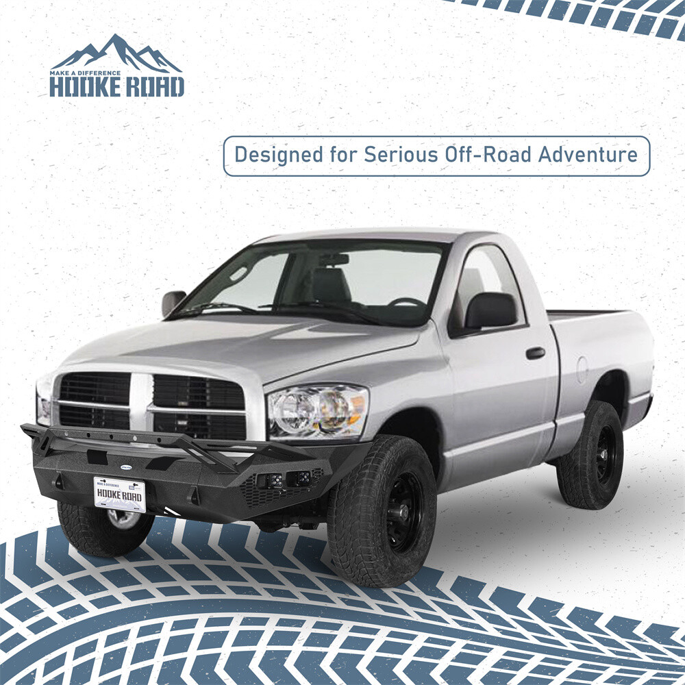 Fit 06-08 Dodge Ram 1500 Steel Front Bumper Reinforcement w/ Light & Winch Plate