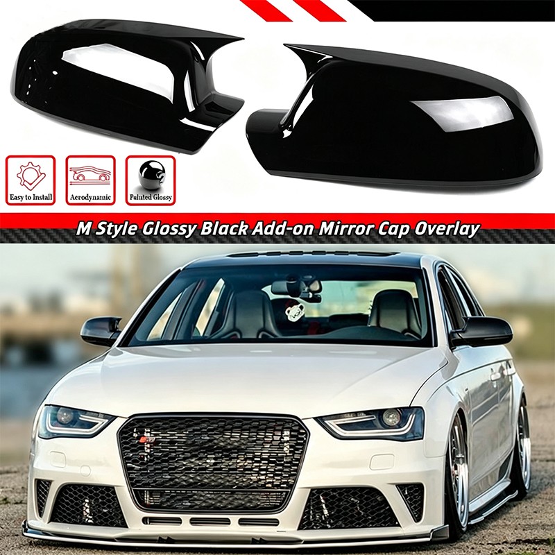 FOR 09-13 AUDI A3 Q3 S3 A4 S4 RS4 A5 S5 A6 M STYLE GLOSS BLACK MIRROR COVER CAP
