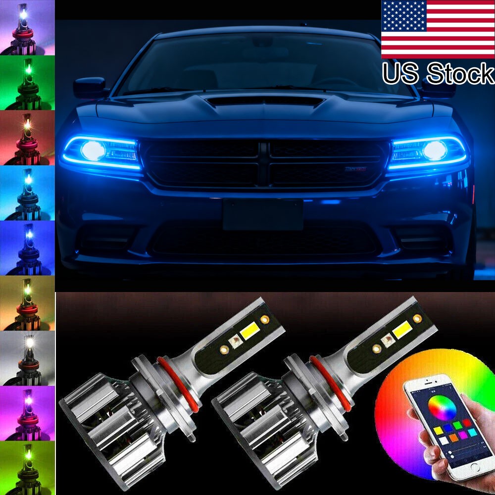 2x RGB Multicolor LED Headlight Hi/Lo Beam Bulbs For Dodge Charger Pursuit 16-23 2x RGB Multicolor LED Headlight Hi/Lo Beam Bulbs For Dodge Charger Pursuit 16-23