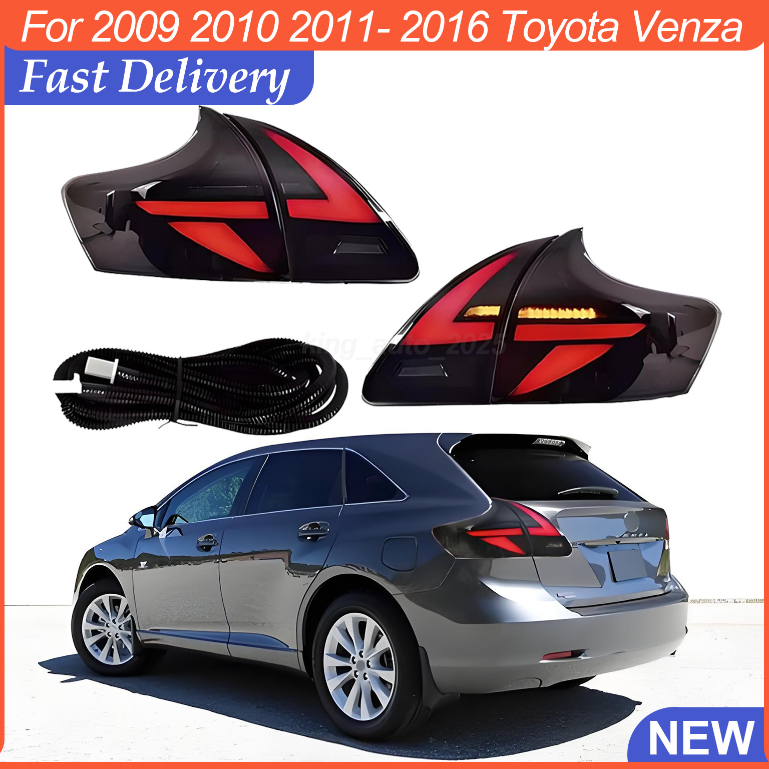 2 Pieces Tail Light For 2009-2016 Toyota Venza Rear LED Projector DRL Black Kit