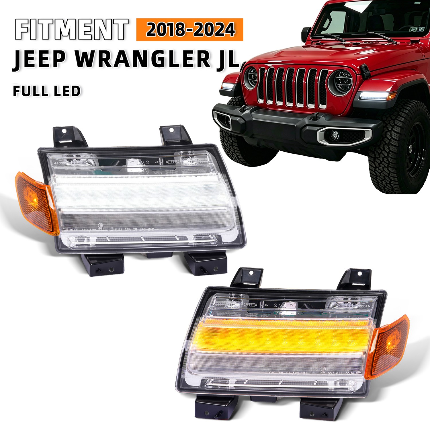 LED Fender Turn Signal Lights DRL for Jeep Wrangler JL Gladiator Rubicon 2018-25
