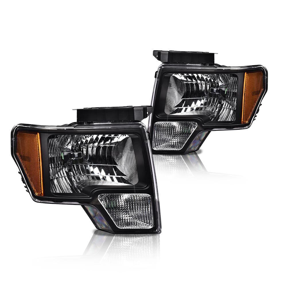 Clear Lens Black Housing Headlights Lamps Fit For 2009-2014 Ford F150 Pickup 