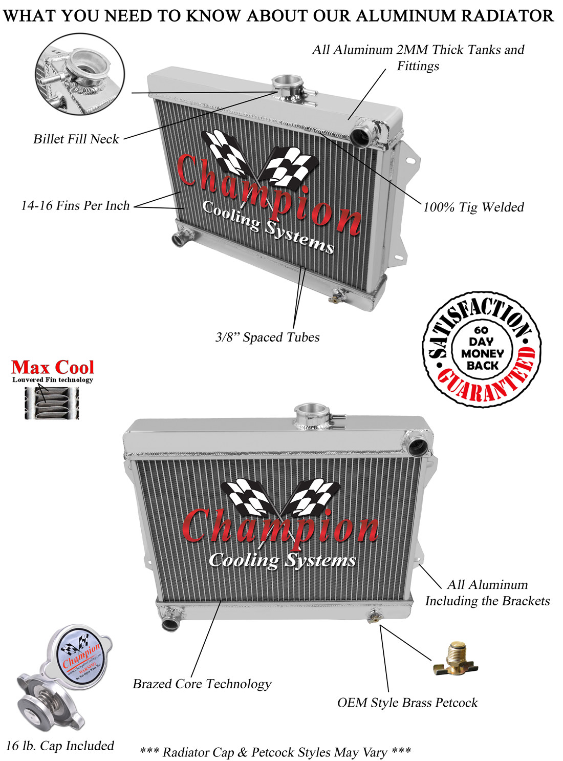 3 Row SZ Champion Radiator for 1972 - 1975 Jensen Healey