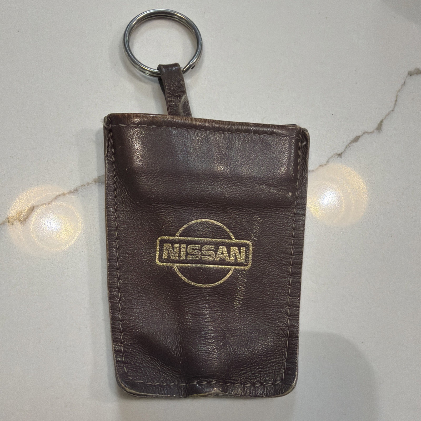 Vintage Nissan Key Chain Brown Leather Pouch Vintage Nissan Key Chain Brown Leather Pouch