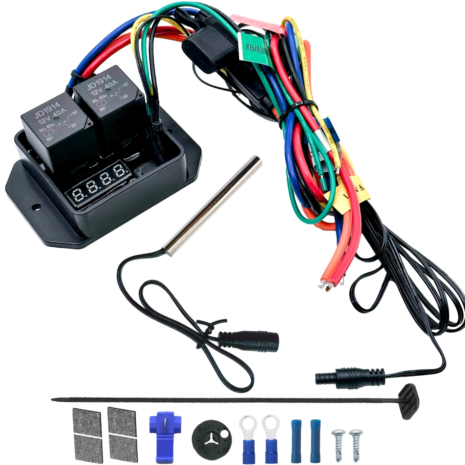 DIGITAL ADJUSTABLE THERMOSTAT PROBE ELECTRIC RADIATOR FAN TEMPERATURE SWITCH KIT DIGITAL ADJUSTABLE THERMOSTAT PROBE ELECTRIC RADIATOR FAN TEMPERATURE SWITCH KIT