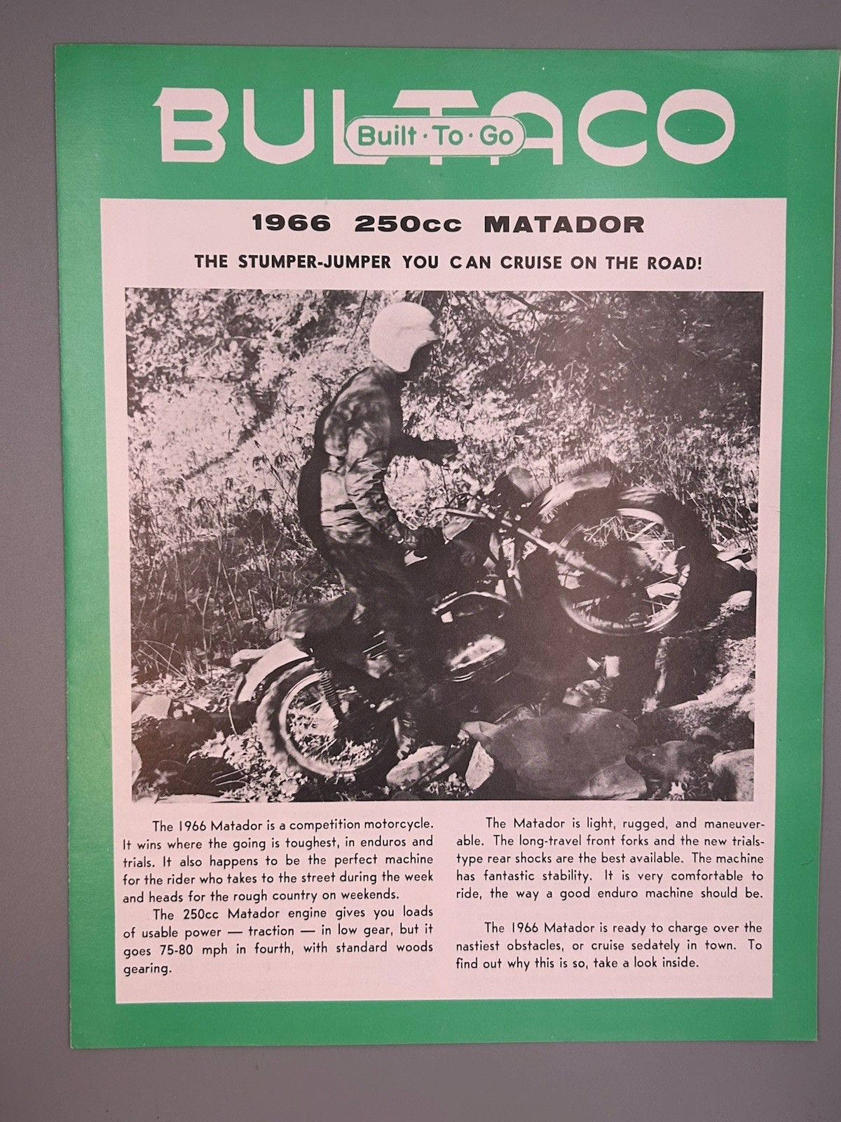 1966 Bultaco Matador 250 Motorcycle Stump Jumper on/off road Brochure