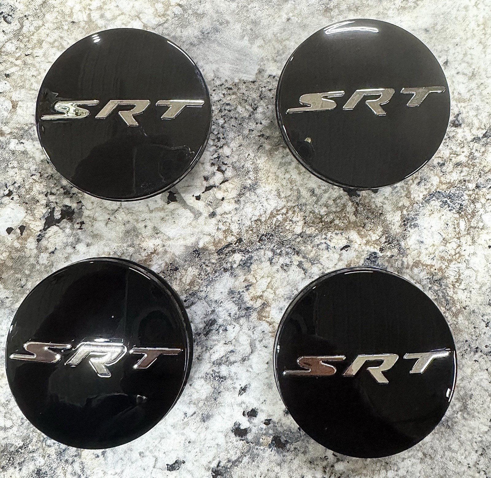 NEW 4x Gloss Black Center Caps fits SRT Hellcat 2528 Wheels Rims 63mm Charger