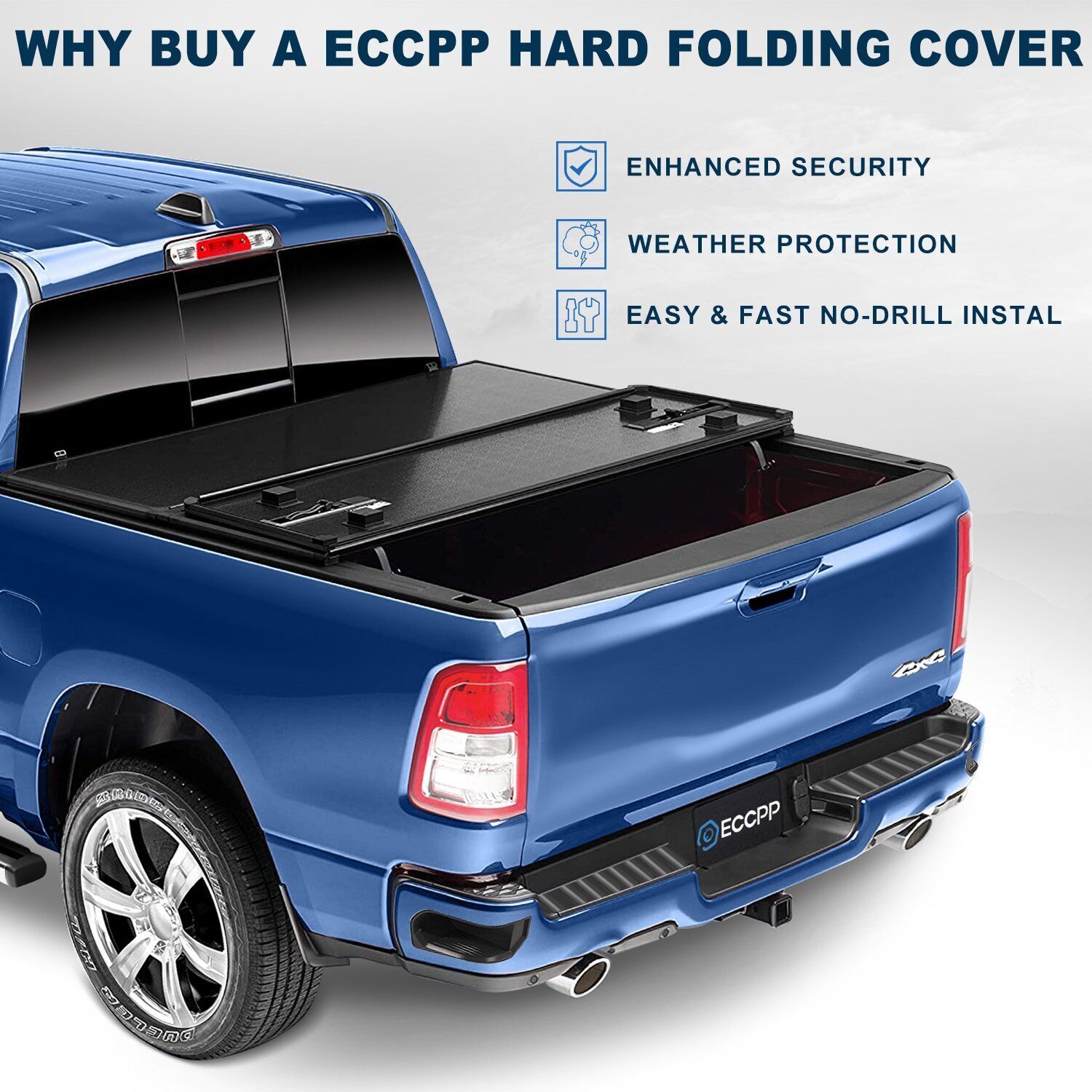 ECCPP Hard 3-Fold Truck Bed Tonneau Cover For 16-22 Toyota Tacoma 5ft Short Bed