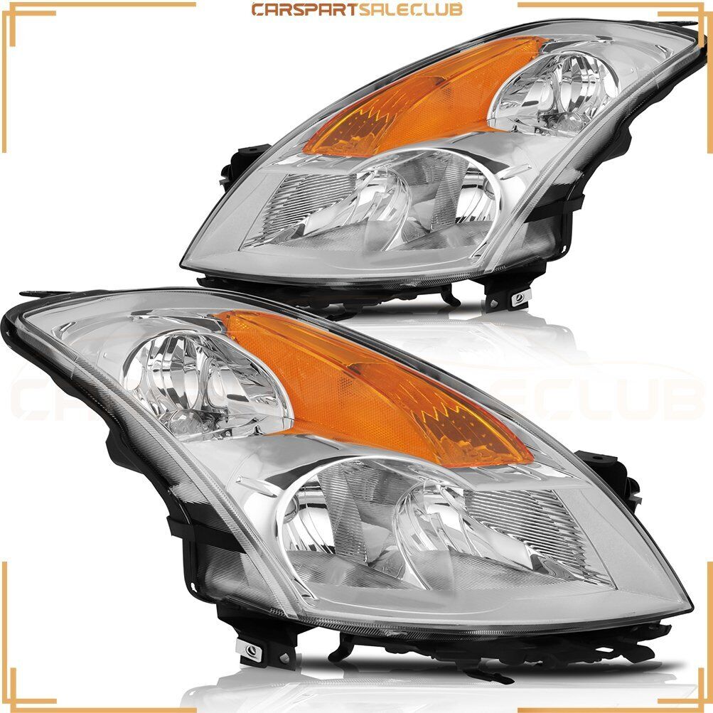 Pair Headlights Assembly For Nissan Altima 2007-2009 I4 Front Right+Left Chrome