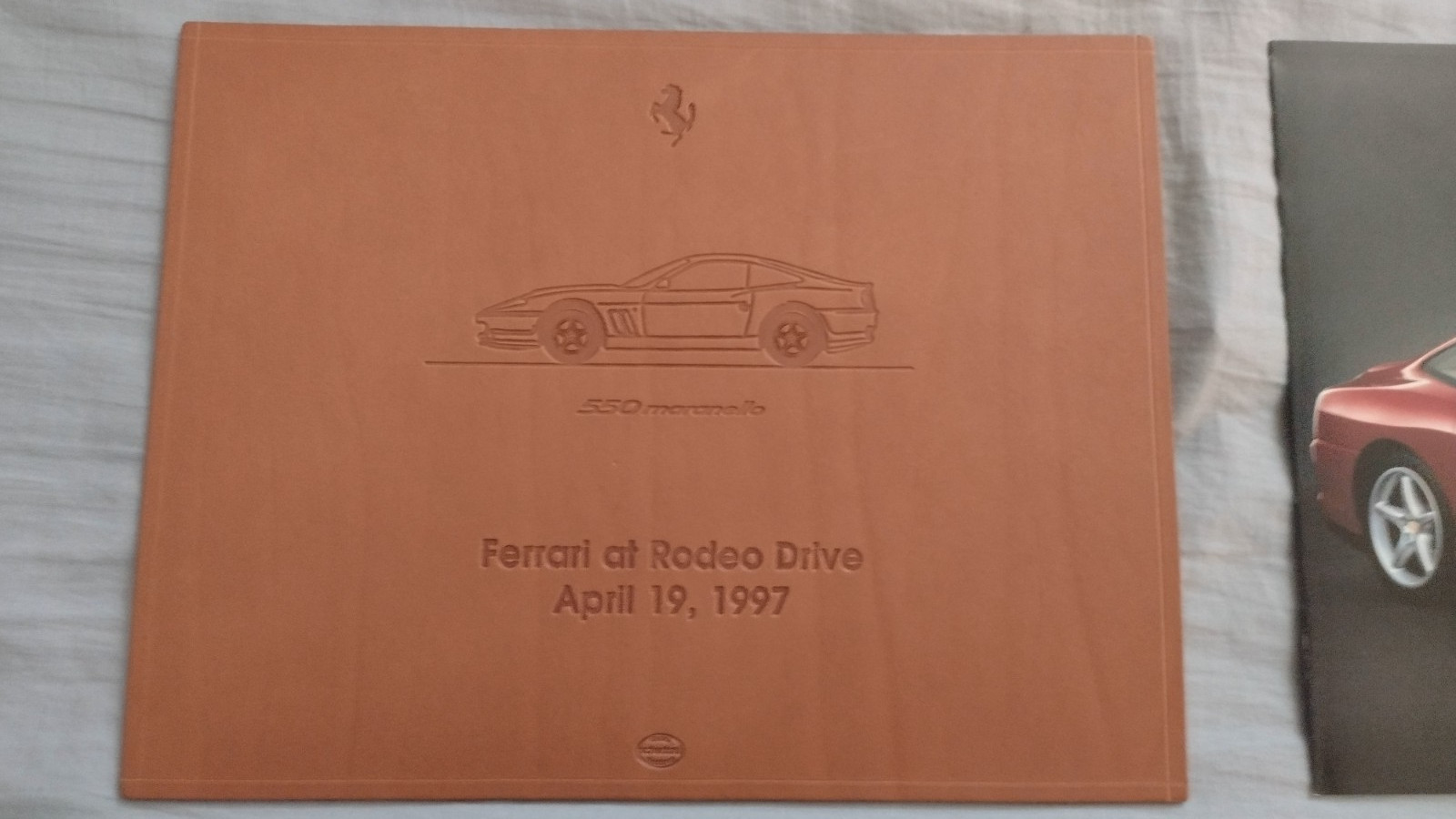 FERRARI 550 MARANELLO LEATHER PLAQUE AND PROMO PACKAGE