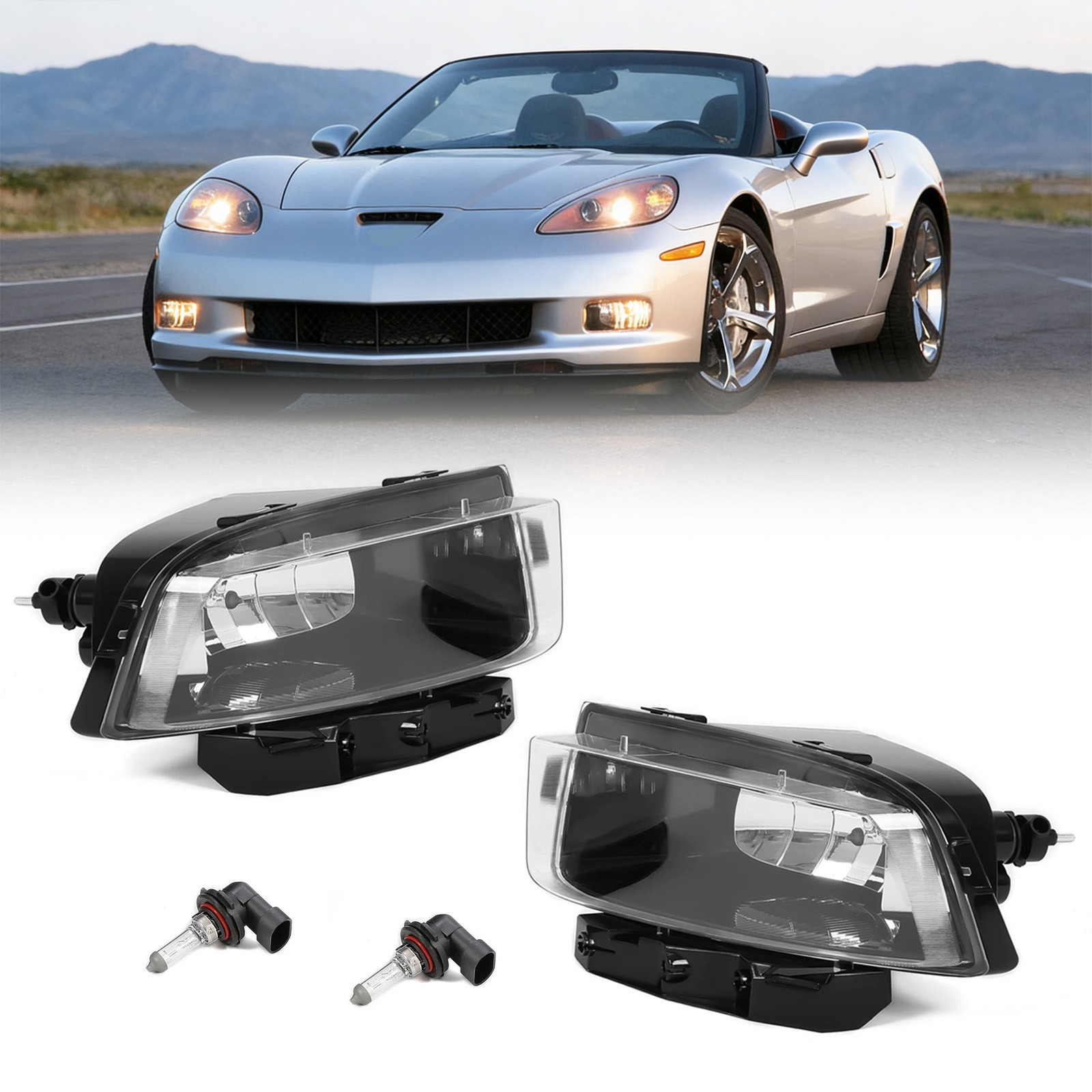 For Chevrolet Corvette 2005-2013 Halogen Fog Lights w/Bulbs Driver & Passenger