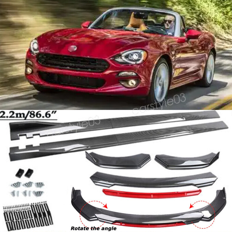 For Fiat 124 Front Bumper Lip Splitter Spoiler Side Skirts Carbon Style