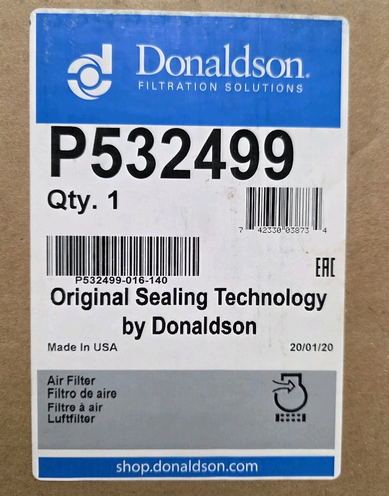 NEW GENUINE DONALDSON AIR FILTER (PN P532499) NEW GENUINE DONALDSON AIR FILTER (PN P532499)