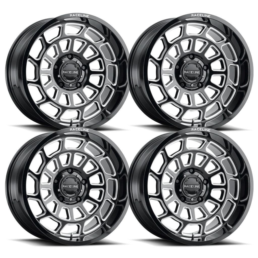 (Set-4) Raceline Warp Black Machined 22x12 6x135 -44mm Wheels Rims 22 Inch