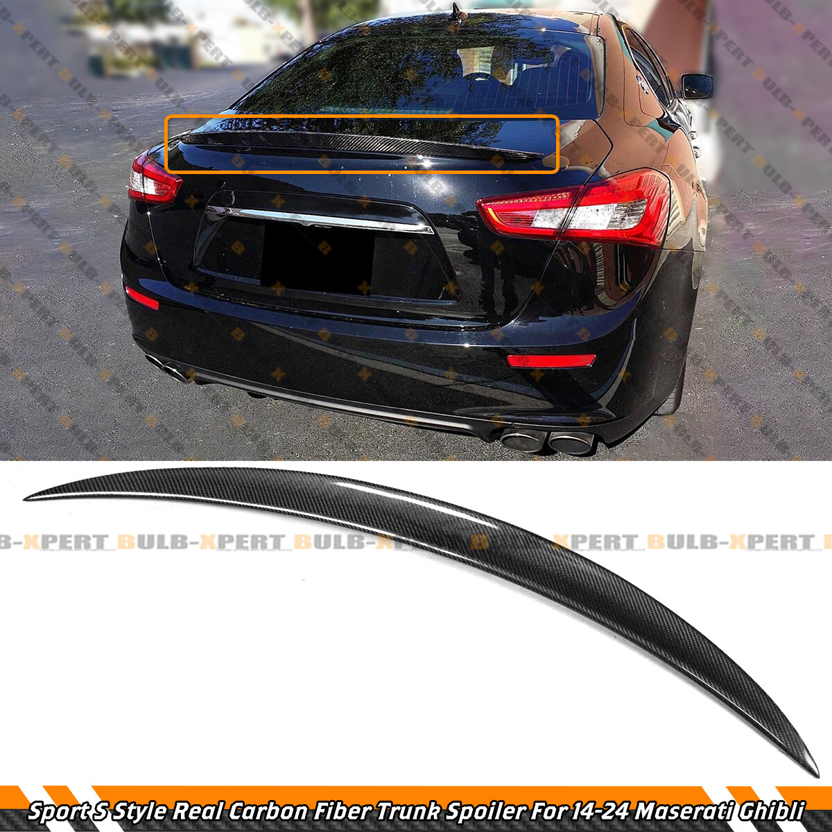 For 2014-2024 Maserati Ghibli Sport S Style Real Carbon Fiber Trunk Spoiler Wing