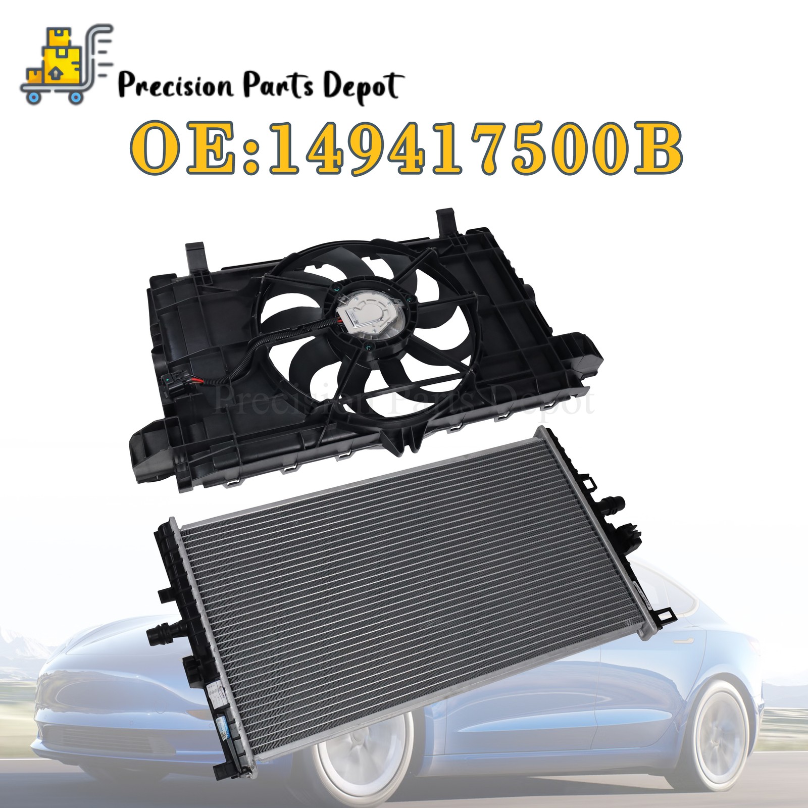 NEW 149417500B For 2021-2022 esla Model 3/Y Engine Radiator Shroud Fan Assembly