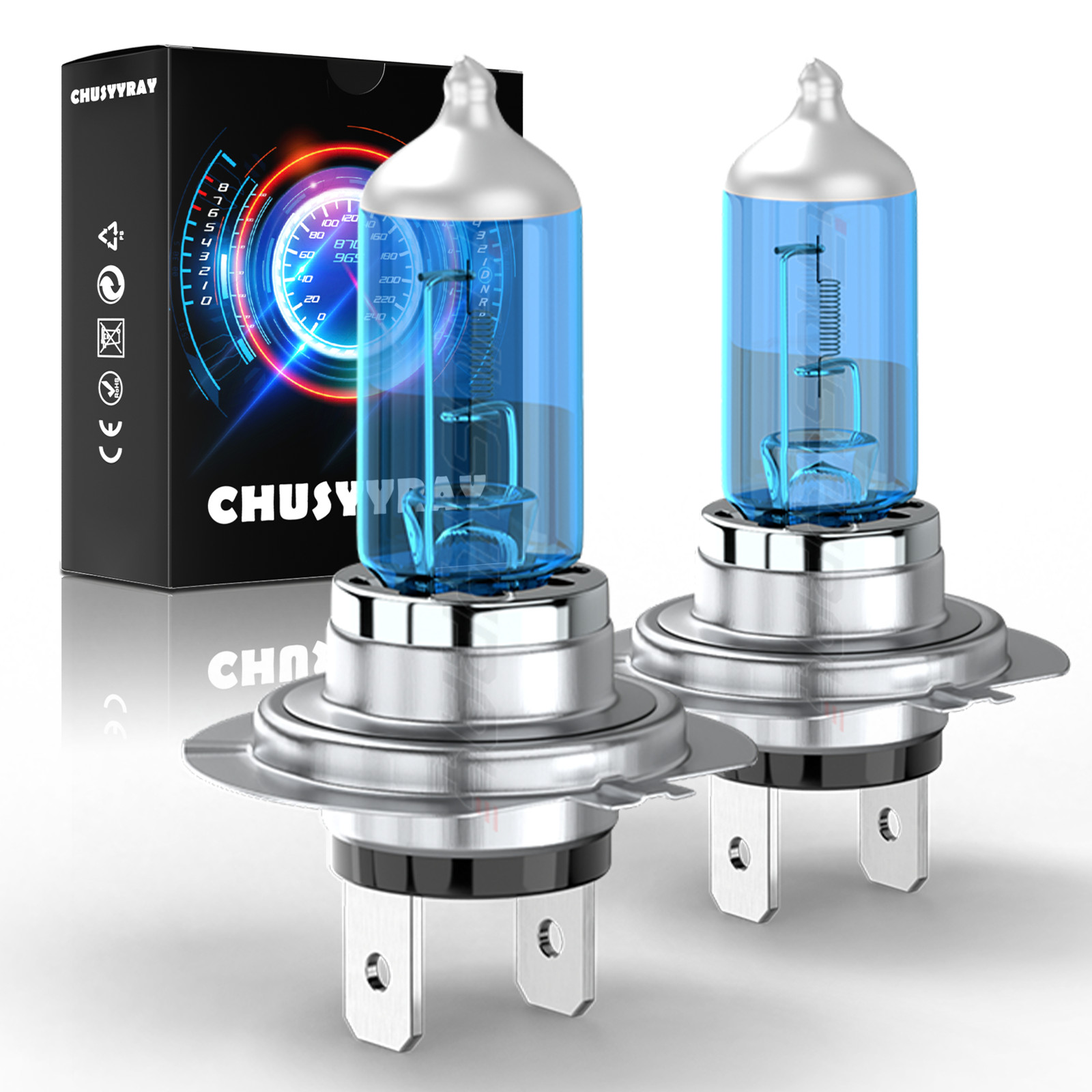 PAIR Super Bright H7 Halogen Headlight Bulbs Conversion Kit High Low Beam White