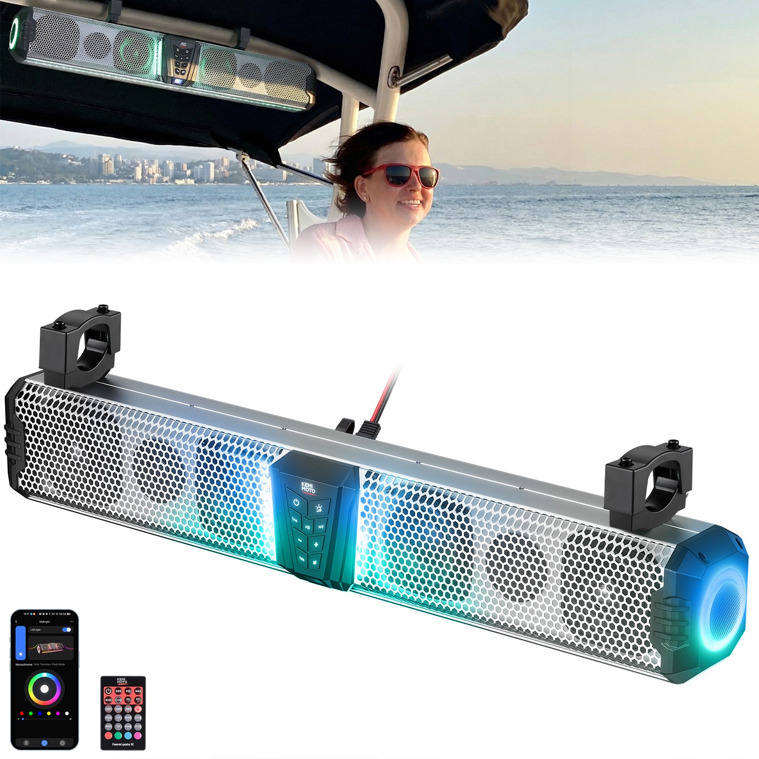 Upgraded Golf Carts Sound Bar App Control Midnight S80 32inch RGB for RZR Can-Am