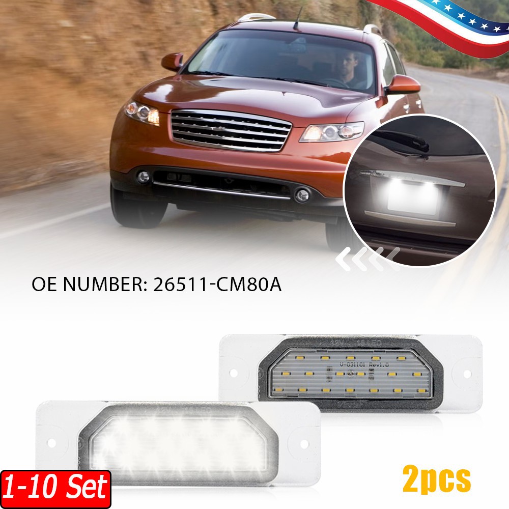 1-10 Set Fits Infiniti M35h M37 M56 11-13 WHITE LED LICENSE PLATE LIGHTS LAMPS