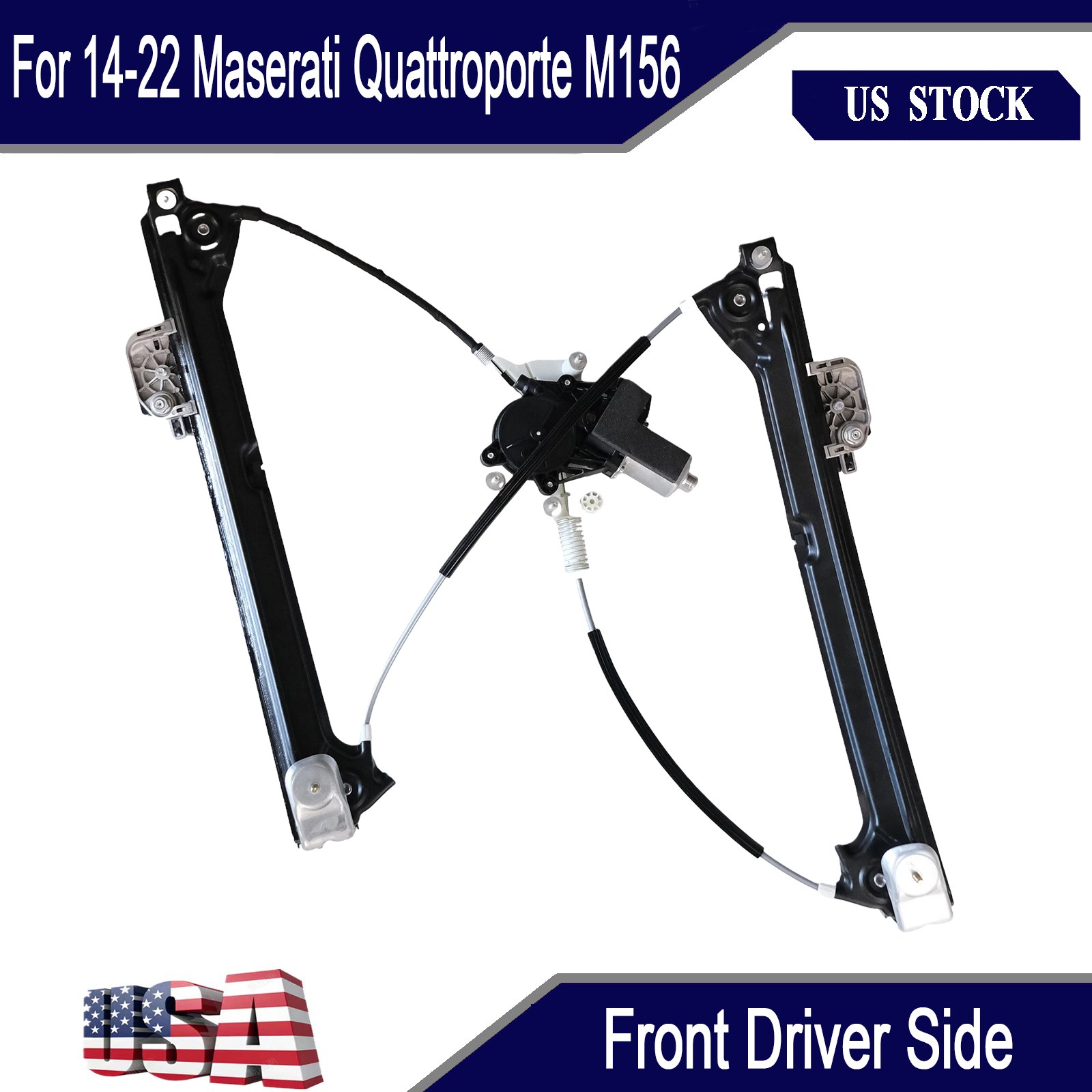 For 14-22 Maserati Quattroporte M156 Front Driver Side Window Regulator W/Motor