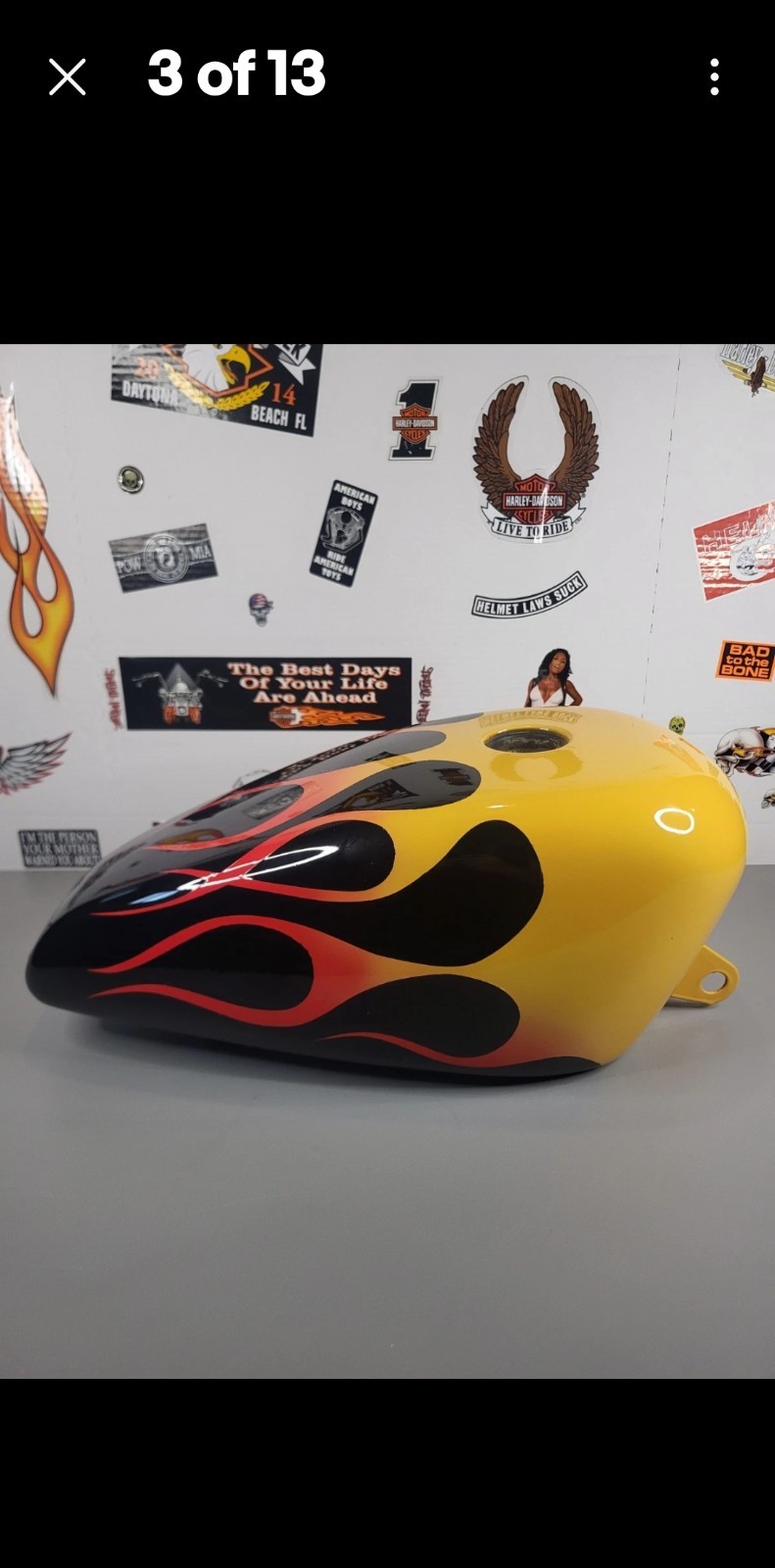 Harley NOS 3.1 Gallon Fuel Tank Custom Flame Paint Sportster Dyna Chopper Harley NOS 3.1 Gallon Fuel Tank Custom Flame Paint Sportster Dyna Chopper