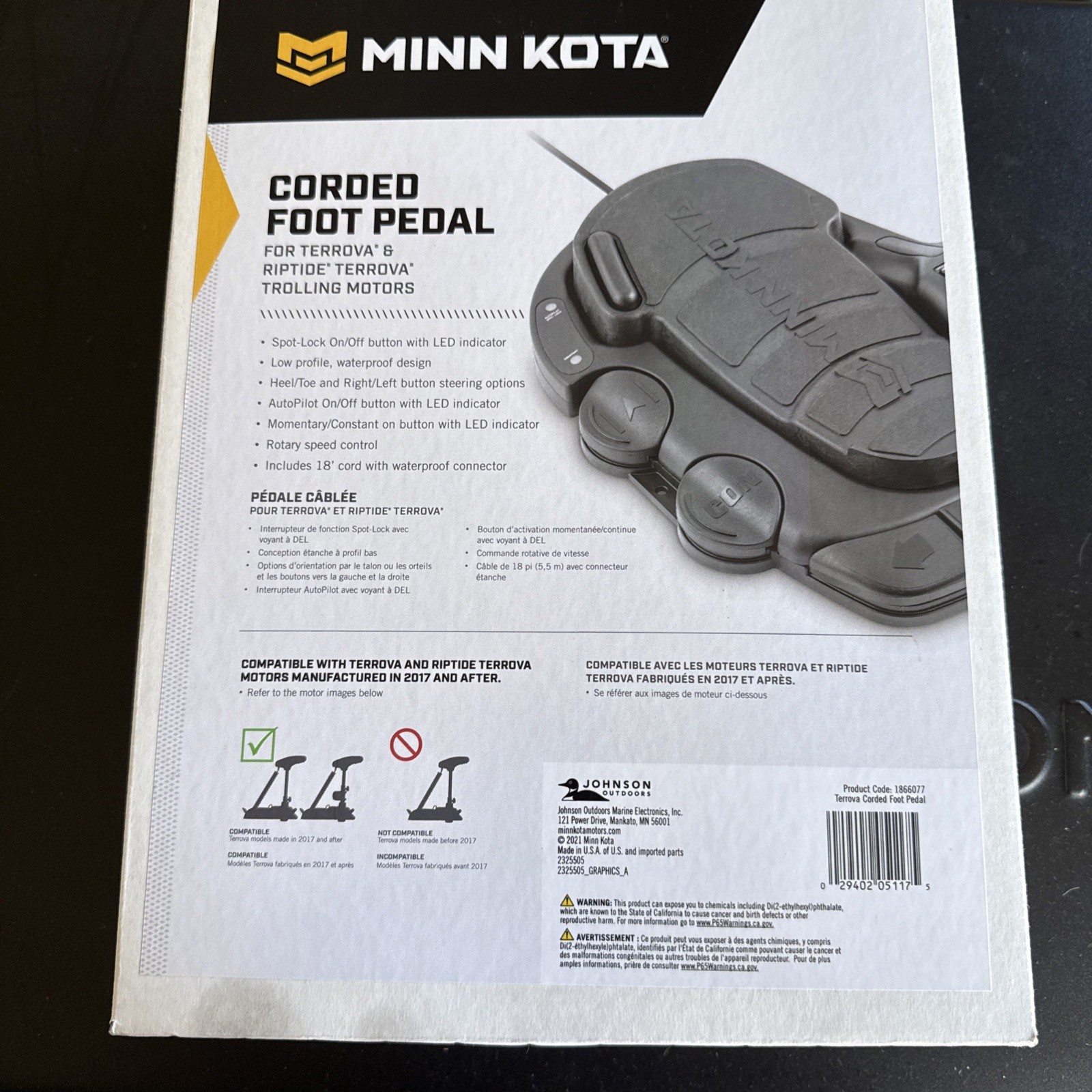 MINN KOTA Foot Pedal-Corded – Terrova/Riptide Terrova | 1866077