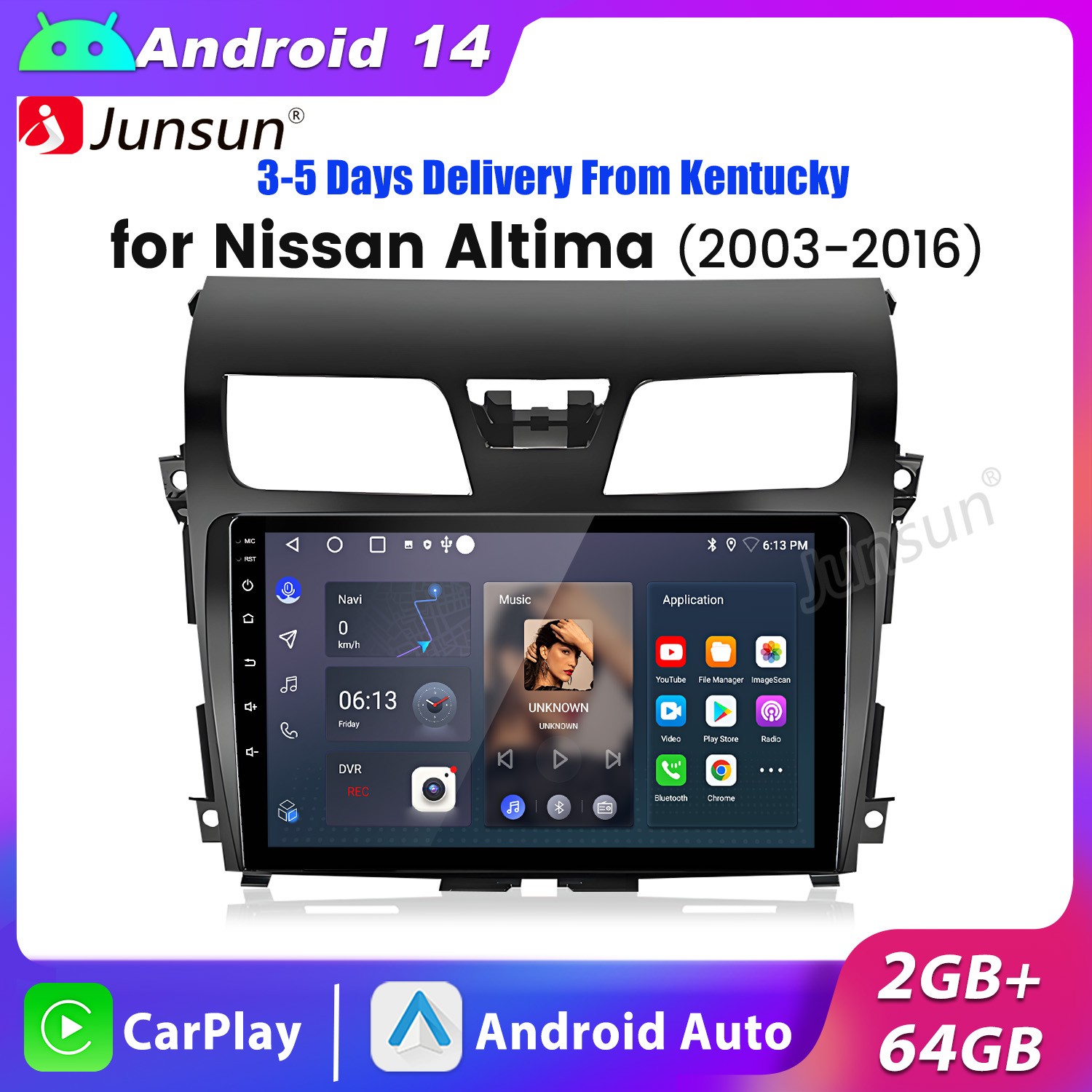 For Nissan Altima 2013-18 Android 15 2+64GB Carplay Car Stereo Radio BT GPS Navi