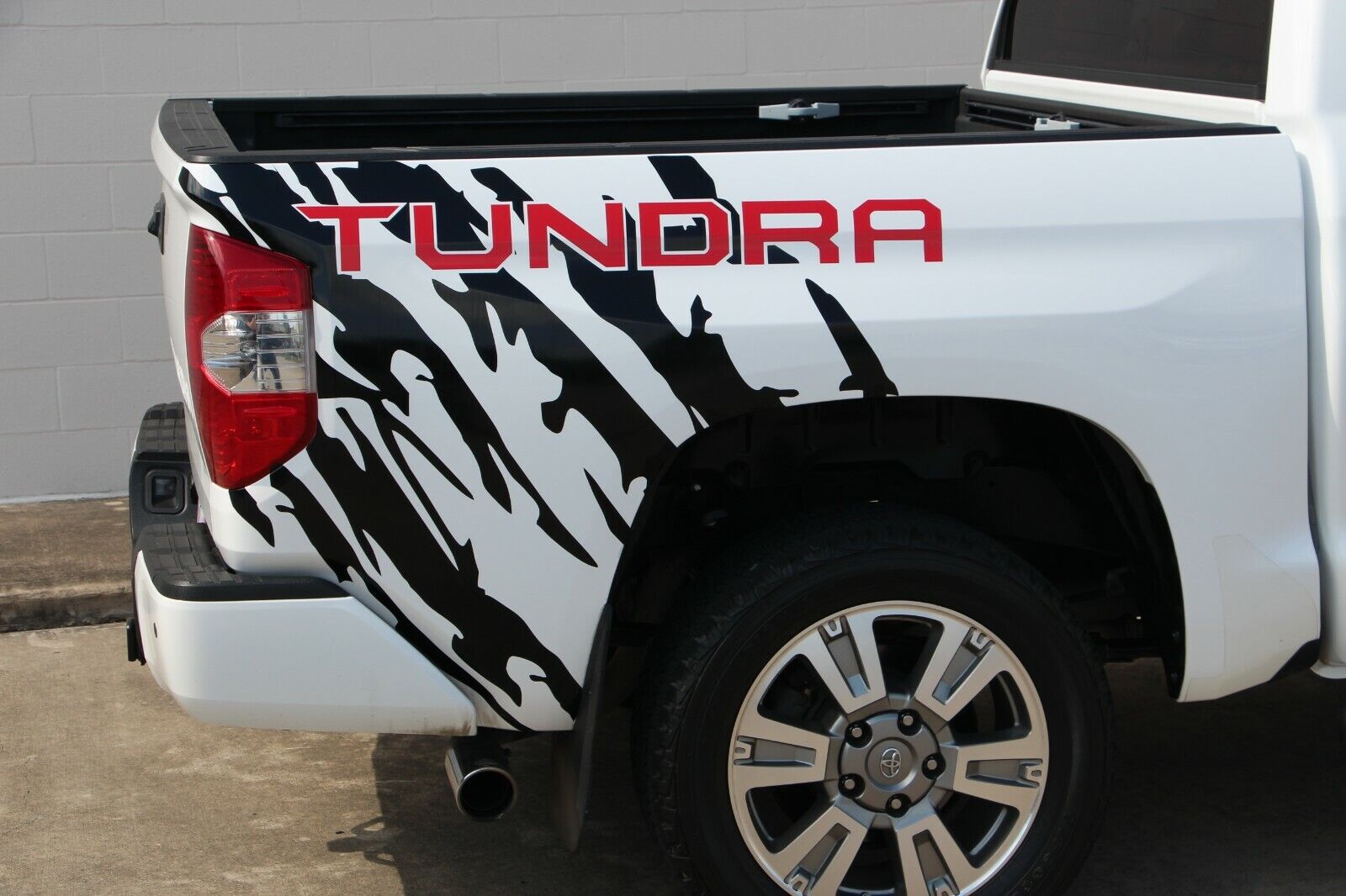 MUD splash side graphic decal for Toyota Tundra rear bed - ANY COLORS