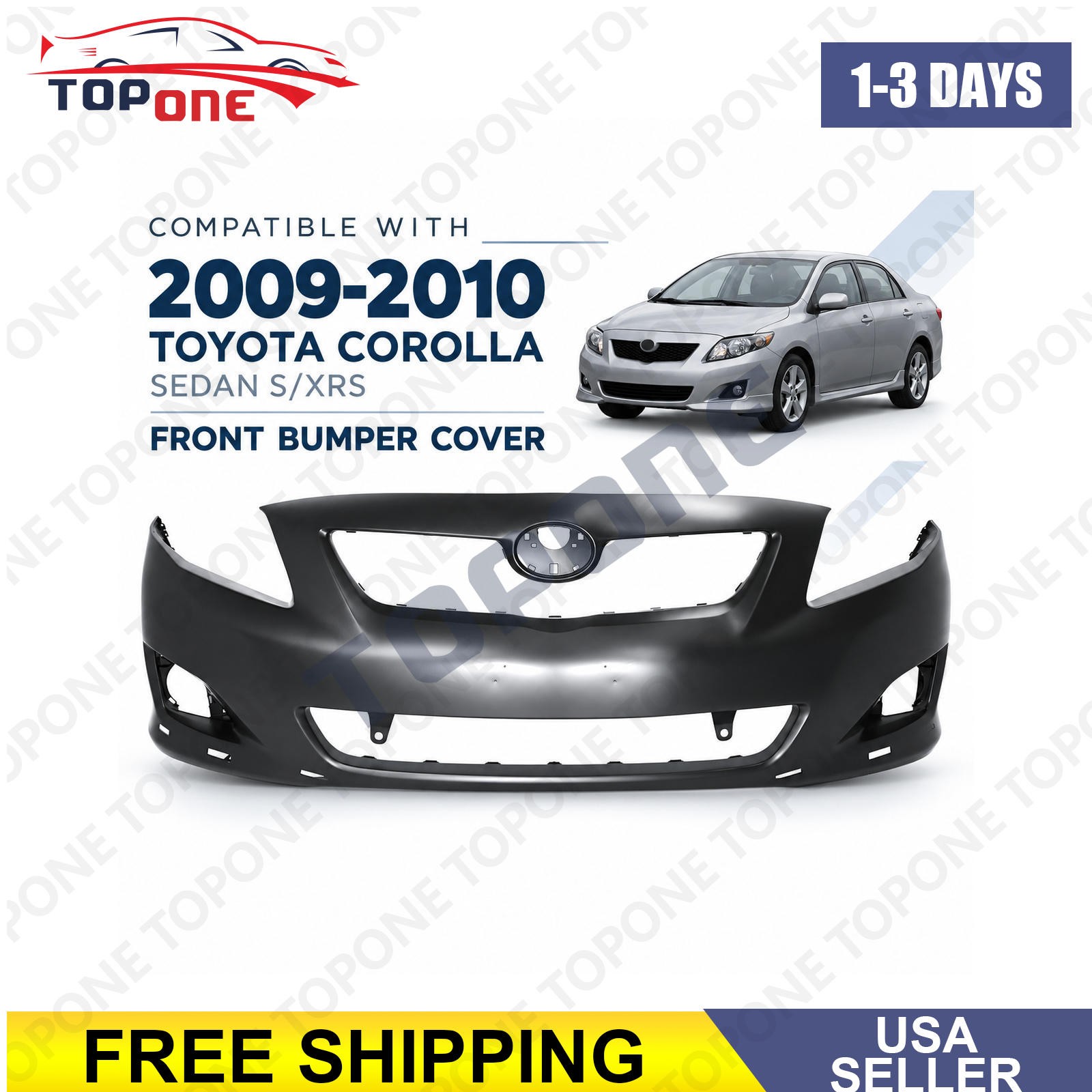 Compatible with 2009-2010 Toyota Corolla Sedan S/XRS Front Bumper Cover