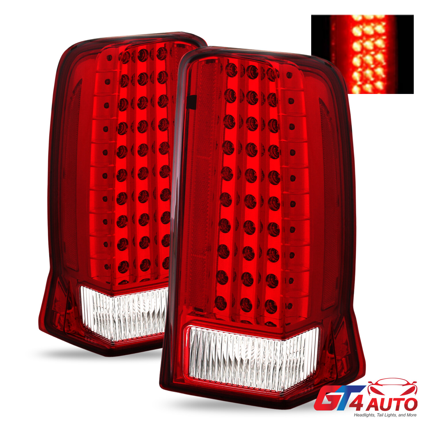 Red Clear LED Brake Tail Lights For 2002-2006 Cadillac Escalade