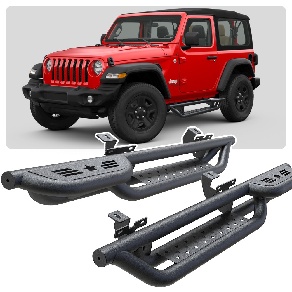 For 2007-2018 Jeep Wrangler JK 2 Door Steel Running Boards Drop Side Steps Bars