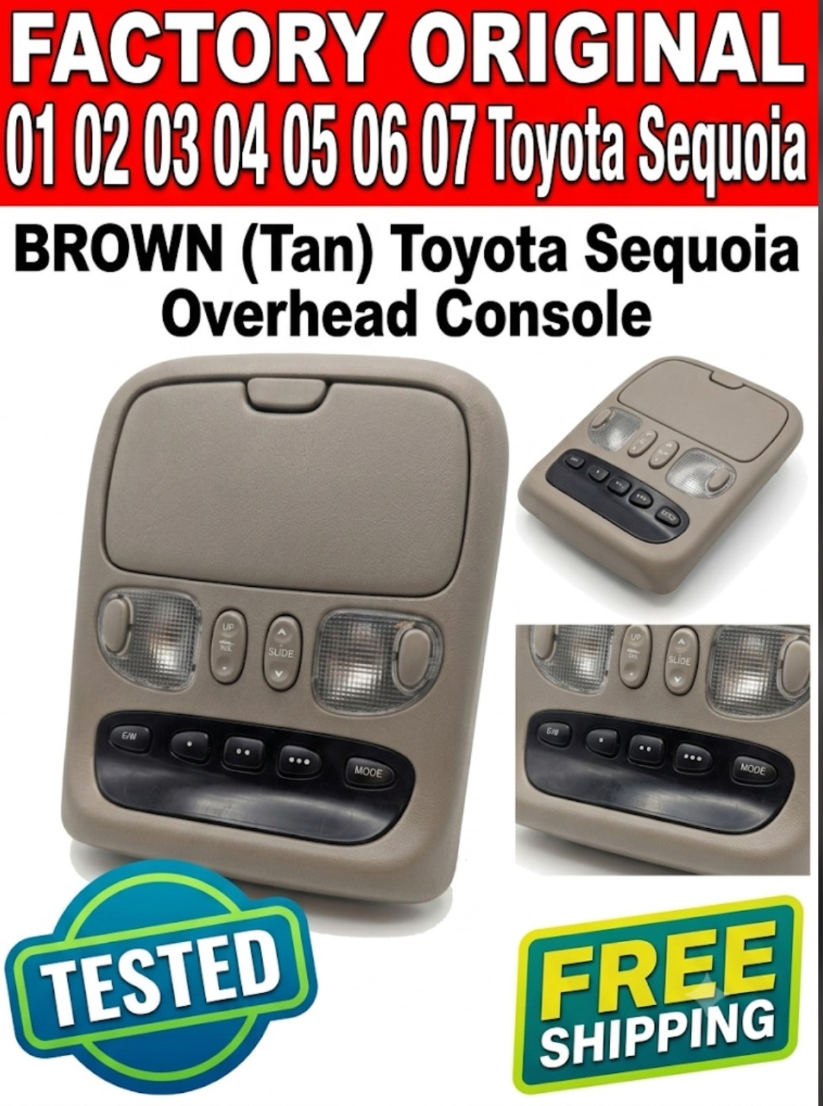 OEM 01 02 03 04 05 06 07 Toyota Sequoia Dome Reading Lamp Light Panel Brown✅ OEM 01 02 03 04 05 06 07 Toyota Sequoia Dome Reading Lamp Light Panel Brown✅