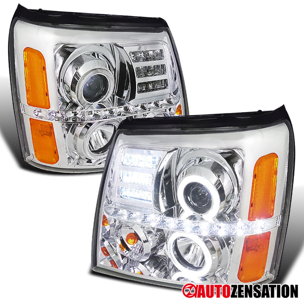 Fit 2002-2006 Cadillac Escalade LED Halo Projector Headlights Headlamps 02-06
