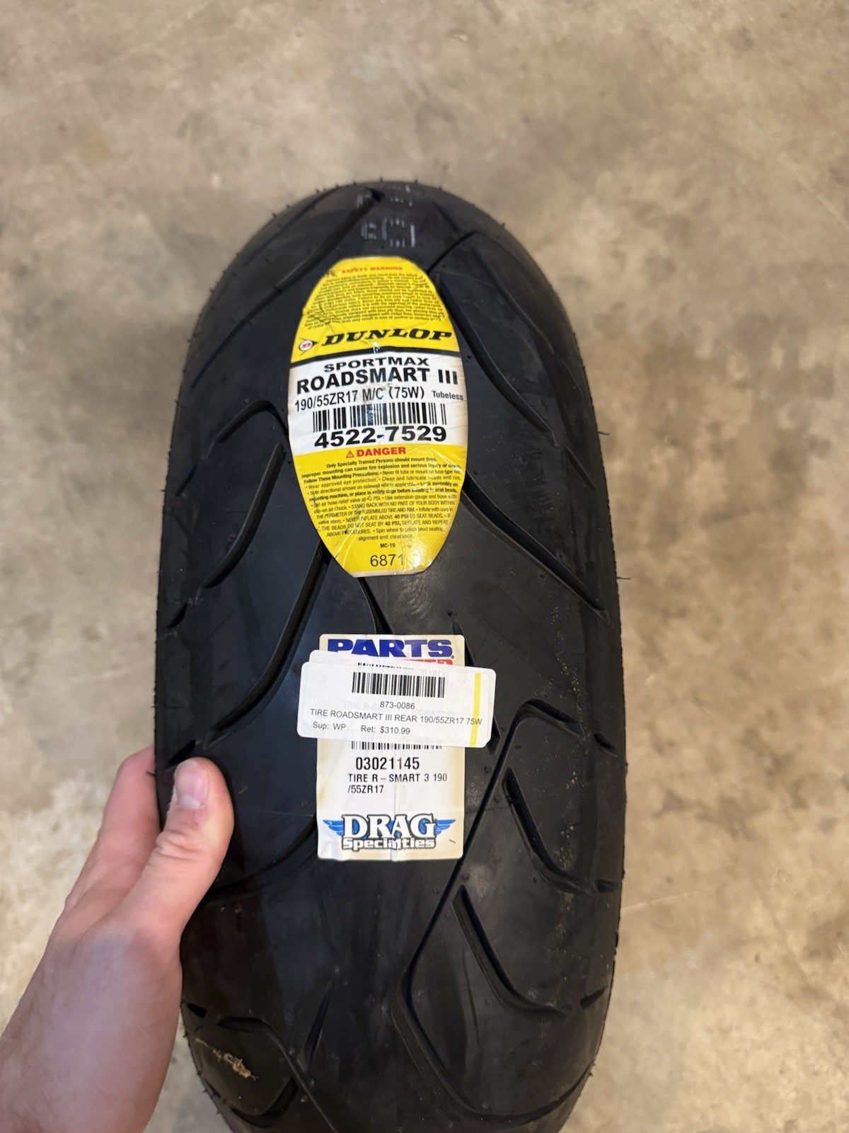 Dunlop Sportmax Roadsmart 3 190/55R17 0302-1145 Dunlop Sportmax Roadsmart 3 190/55R17 0302-1145