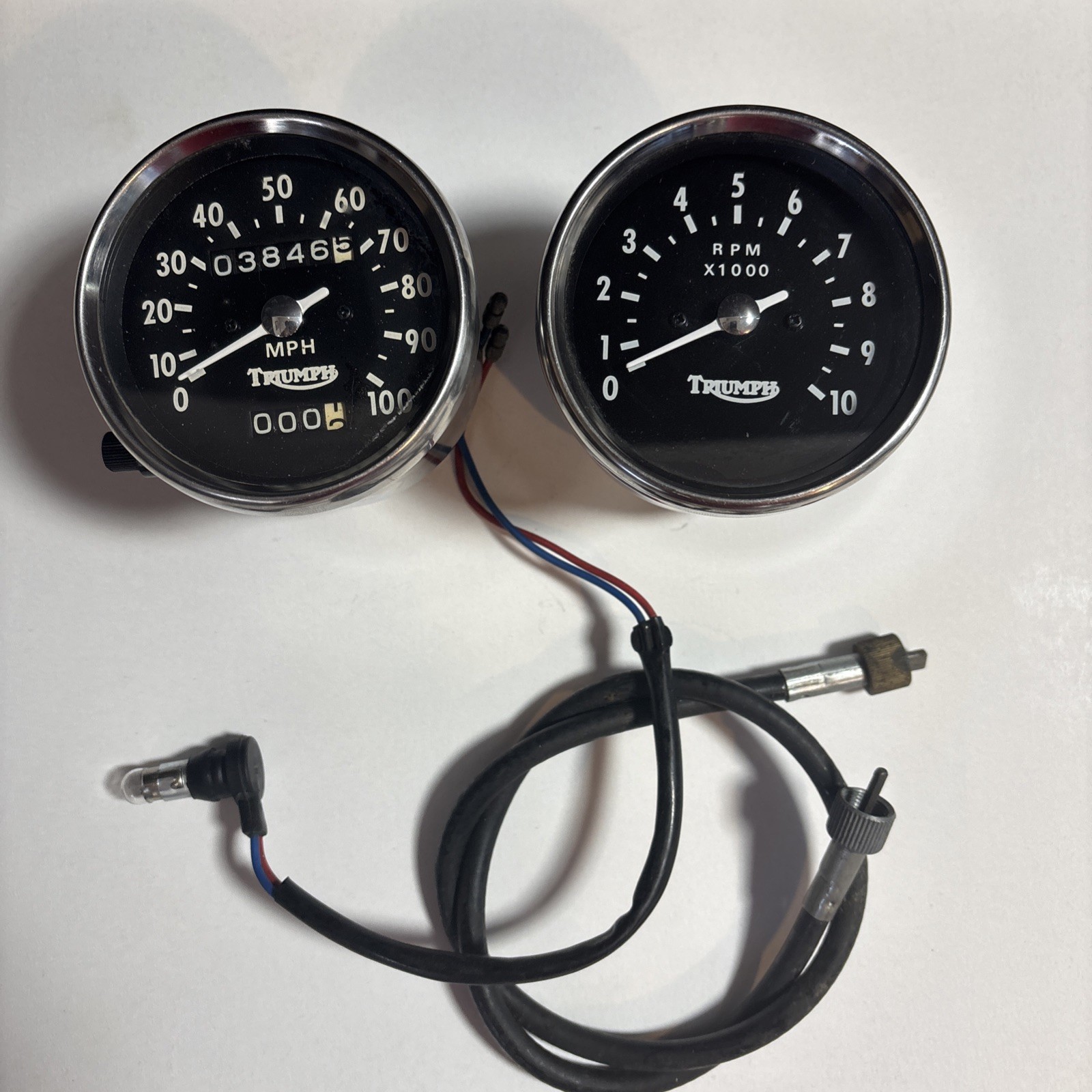 1973-74 TRIUMPH TR5T TROPHY TRAIL TACHOMETER / SPEEDOMETER WORKS 500 NIPPON