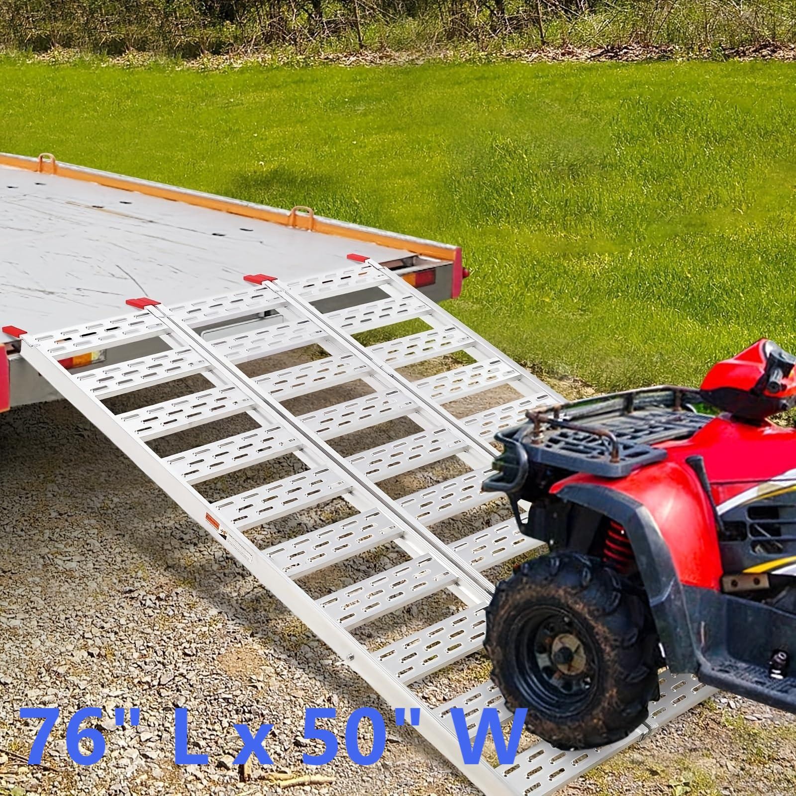 1500 LBS Aluminum Loading Ramps Tri-Fold Motorcycle Ramps for Pickup Trucks Bed