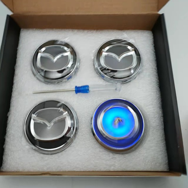 4PCS 56mm Self-Powered Floating LED Wheel Hub Light Center Hub Caps for Mazda