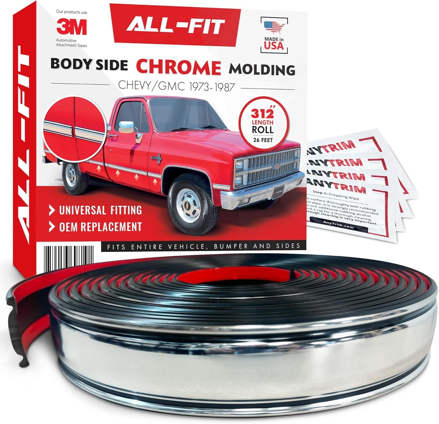 ALL-FIT Replacement Side Molding Trim Square Body Style 1973-87 Chevy/GMC Truck