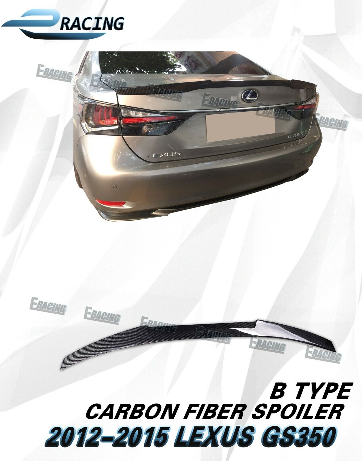 For 2012-2021 Lexus GS350 Sedan 4dr carbon fiber spoiler type B