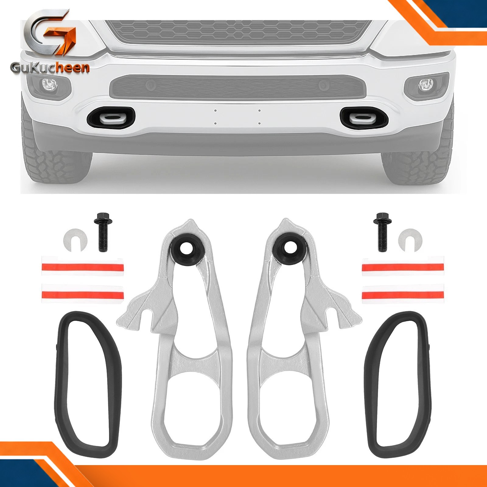 Heavy Duty Front Car Tow Hooks Chrome with Hardware For Ram 1500 DT 2019-2024