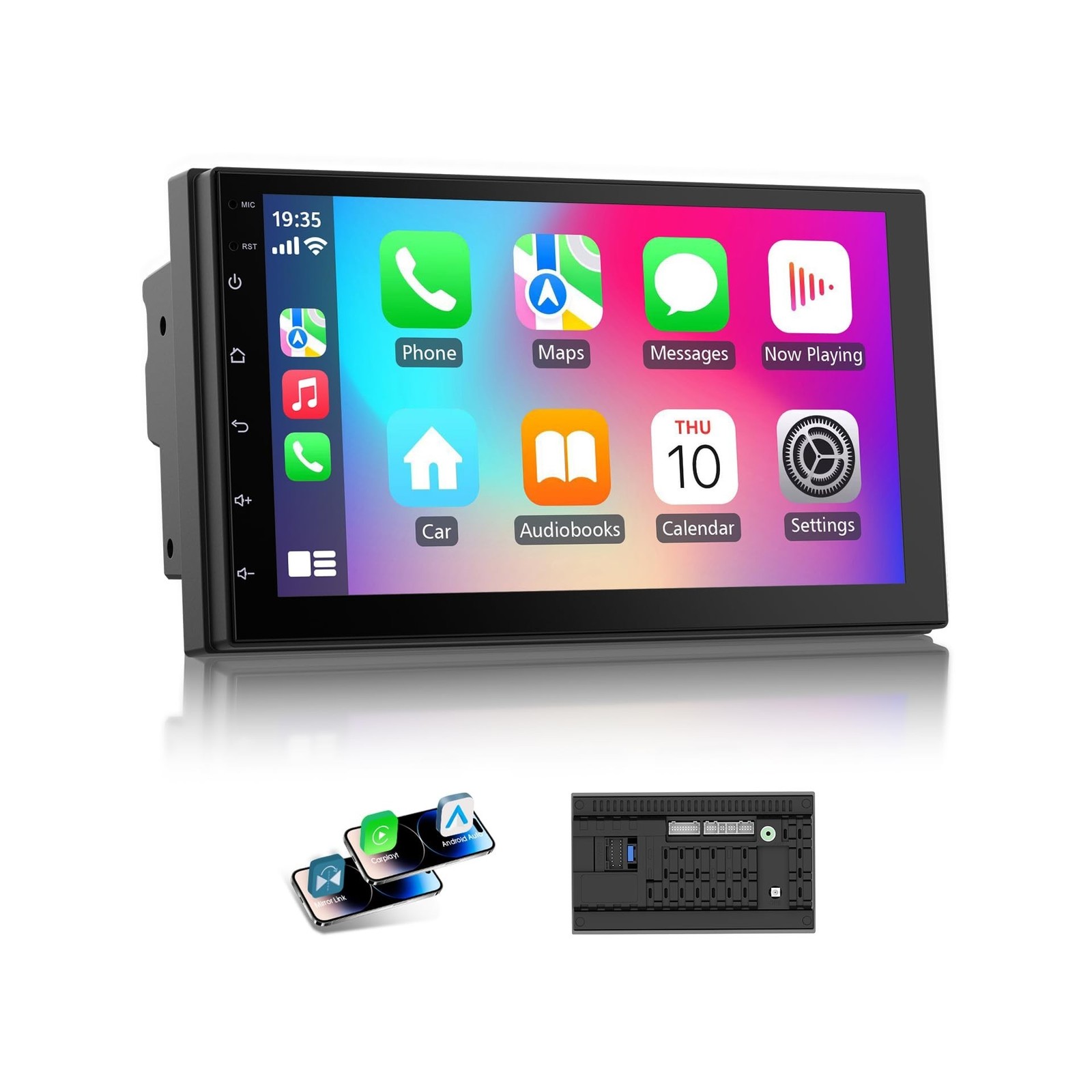 Haudio 7 Inch Double Din Car Stereo with Wireless Apple CarPlay & Android Aut...