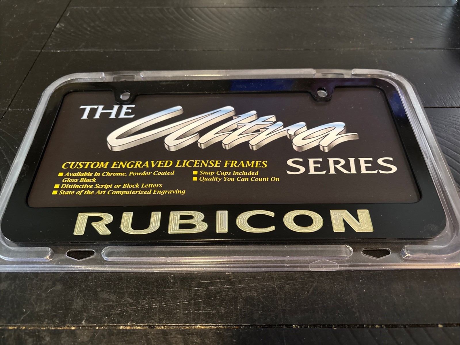 Jeep Rubicon Laser Etched Logo License Plate Frame Black Official Licensed