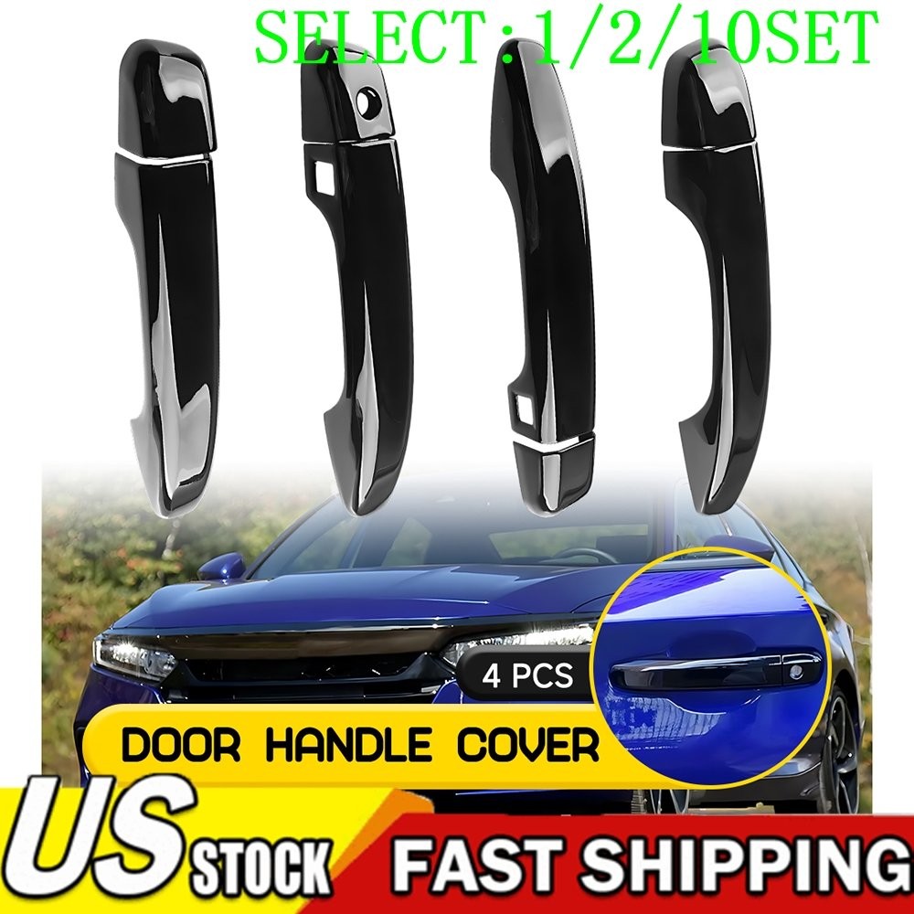 For 18-22 Honda Accord GLOSS BLACK Door Handle Covers WITH Front Smartkey 1~10X