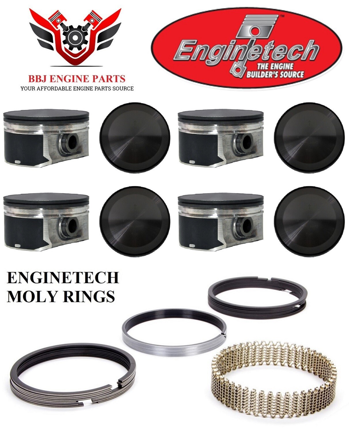 8 Enginetech Pistons & Rings for 2003-2008 Chrysler Dodge 5.7 345 Hemi RT