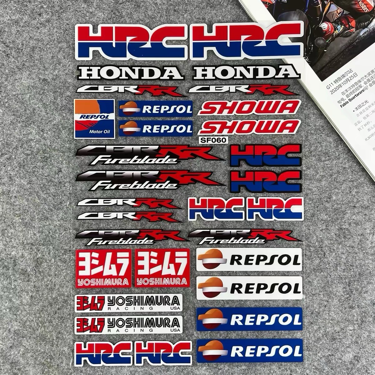 Reflective Decal Sticker Set Fit Honda CBR HRC Repsol Fireblade Helmet Fairing