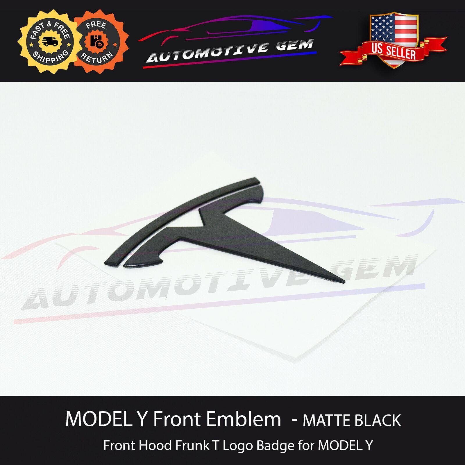 Tesla MODEL Y Front Hood Emblem MATTE BLACK Frunk T Badge Logo OEM Upgrade