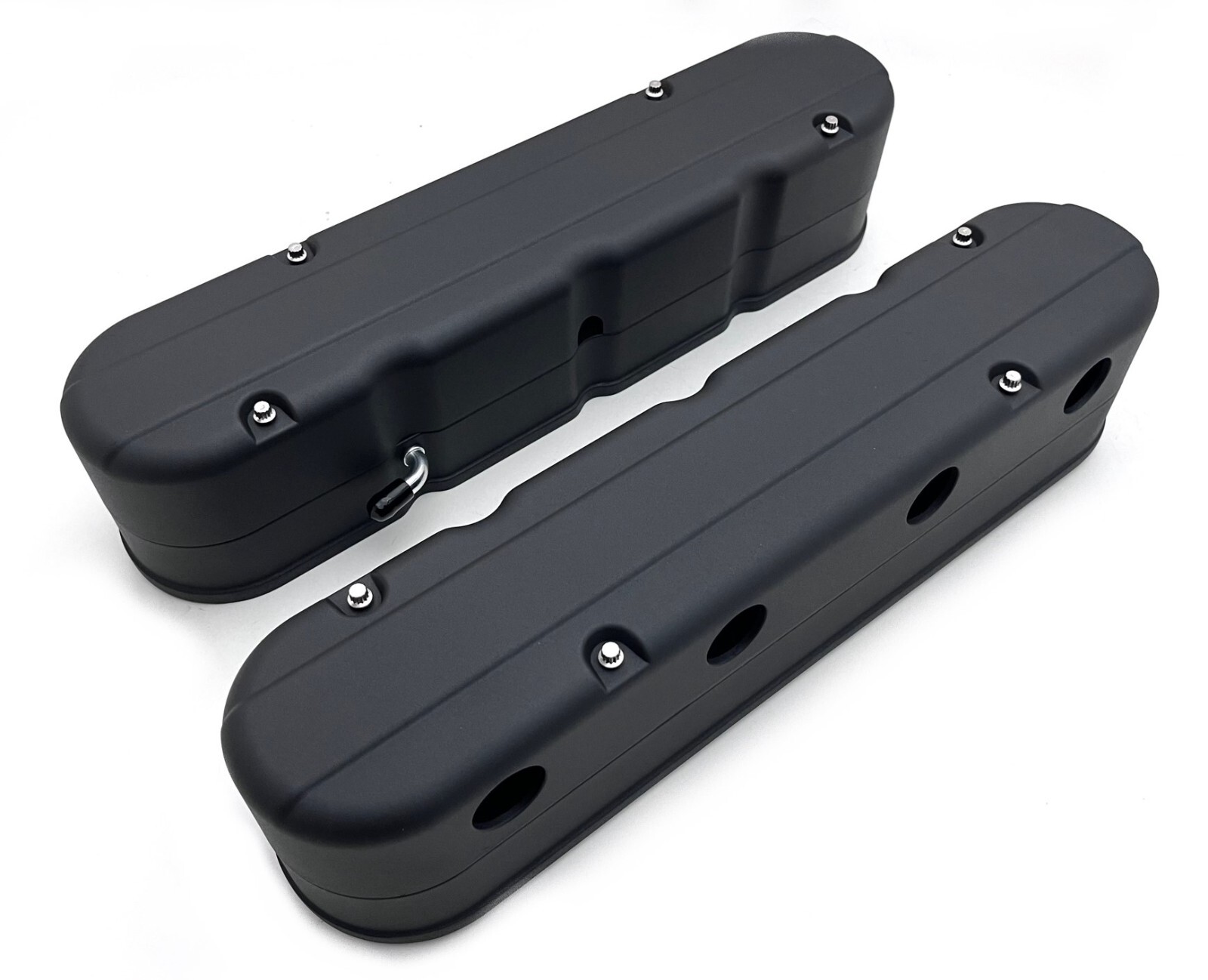 GM LS Valve Covers LS Swap Aluminum Hidden Coils Smooth Top 2 Piece Design Black